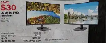 Costco LG 27 in. FHD Monitors offer