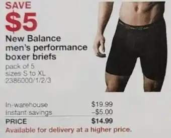 Costco New Balance Men's Performance Boxer Briefs offer