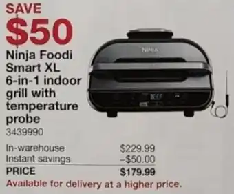 Costco Ninja Foodi Smart XL 6-in-1 indoor Grill with Temperature Probe offer