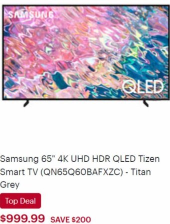 Best Buy Samsung 65" 4K UHD HDR QLED Tizen Smart TV offer