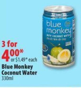 London Drugs Blue monkey coconut water offer