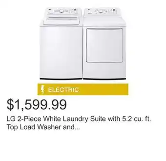 Costco Lg 2-piece white laundry suite with 5.2 cu. ft. top load washer and 7.3 cu. ft. electric dryer offer