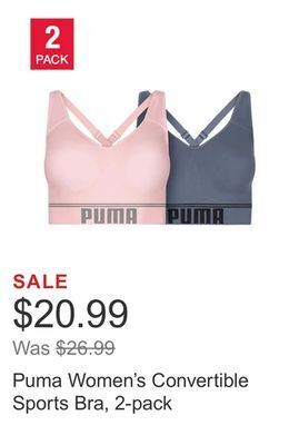 Costco Puma women's convertible sports bra, 2-pack offer