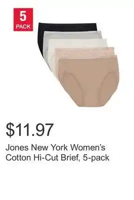 Costco Jones new york women's cotton hi-cut brief, 5-pack offer