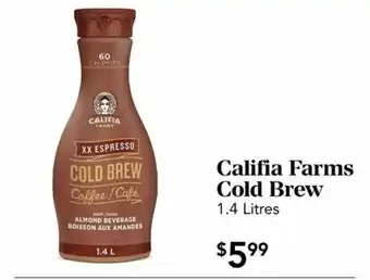 Urban Fare Califia farms cold brew offer