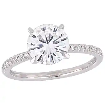 Best Buy Solitaire engagement ring in 14k white gold with 0.11ctw diamonds & white moissanite - size 6 offer