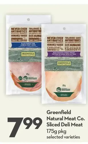 Longo's Greenfield natural meat co. sliced deli meat offer