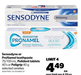 Real Canadian Superstore Sensodyne or pronamel toothpaste, polident tablets or poligrip offer