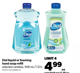 Real Canadian Superstore Dial liquid or foaming hand soap refill offer