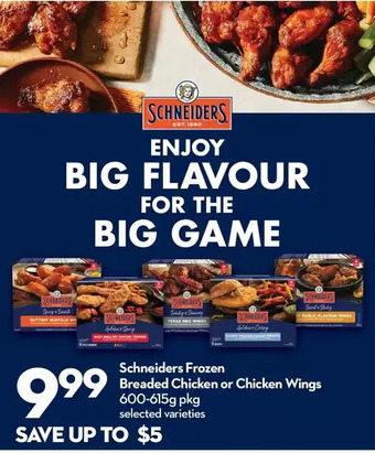 Longo's Schneiders frozen breaded chicken or chicken wings offer