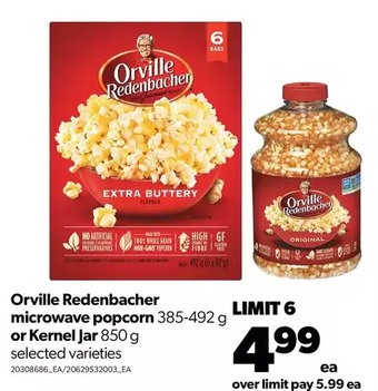 Real Canadian Superstore Orville redenbacher microwave popcorn or kernel jar offer