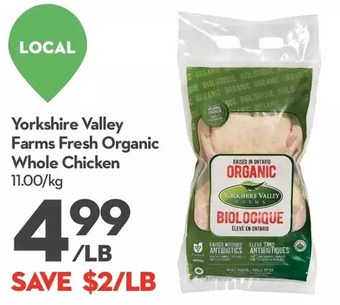 Longo's Yorkshire valley farms fresh organic whole chicken offer