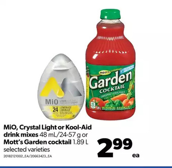 Real Canadian Superstore Mio, crystal light or kool-aid drink mixes or mott's garden cocktail offer