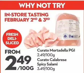 Longo's Curato mortadella pgi | curato calabrese spicy salami offer