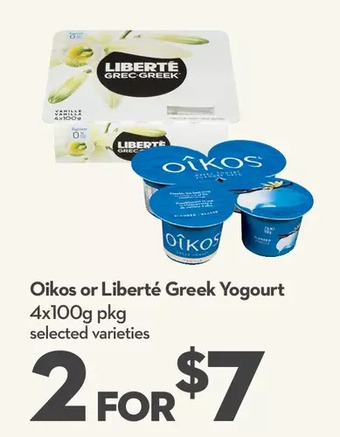 Longo's Oikos or liberté greek yogourt offer