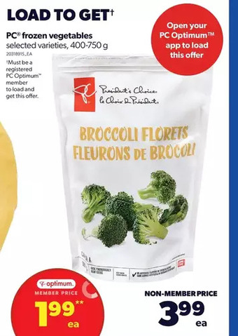 Real Canadian Superstore Pc frozen vegetables offer
