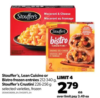 Real Canadian Superstore Stouffer's, lean cuisine or bistro frozen entrées, stouffer's crustini offer