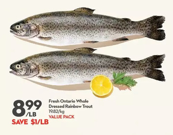 Longo's Fresh ontario whole dressed rainbow trout offer