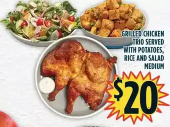 Marché Adonis Grilled chicken trio served with potatoes, rice and salad medium offer