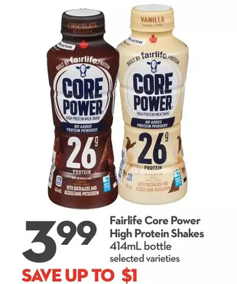 Longo's Fairlife core power high protein shakes offer