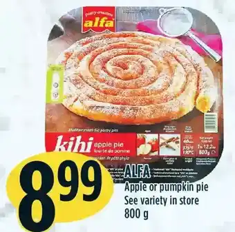 Marché Adonis Alfa apple or pumpkin pie offer
