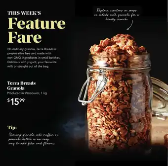 Urban Fare Terra breads granola offer