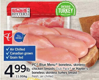 Fortinos PC blue menu boneless, skinless chicken breasts offer
