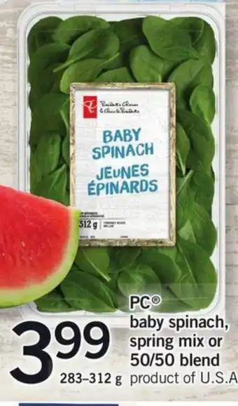Fortinos PC baby spinach, spring mix offer
