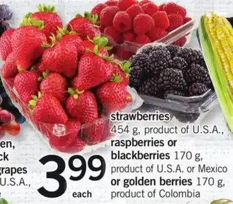 Fortinos Strawberries raspberries or blackberries or golden berries offer