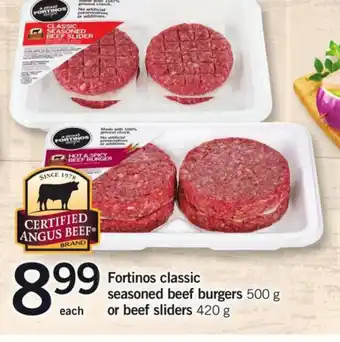 Fortinos Fortinos classic seasoned beef burgers or beef sliders offer
