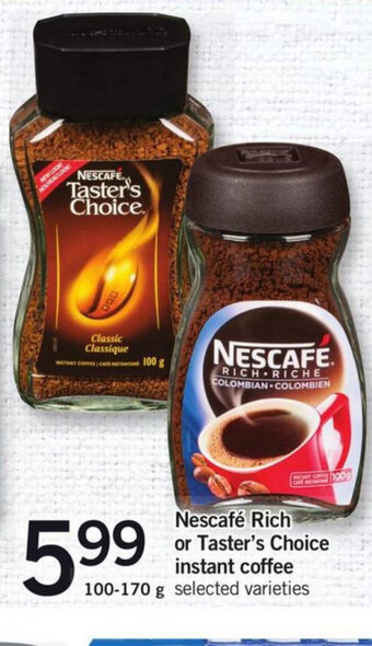 Fortinos Nescafé rich or taster's choice instant coffee offer