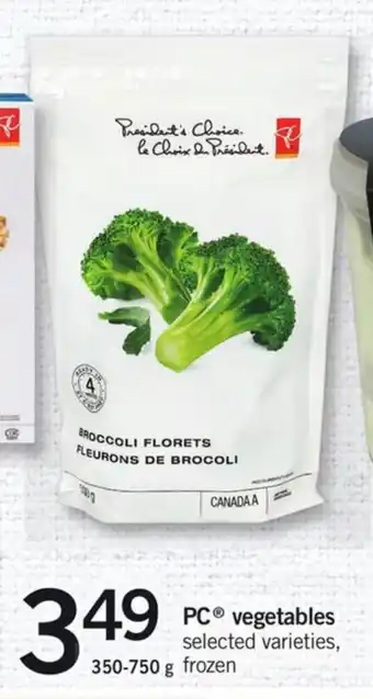 Fortinos PC vegetables offer