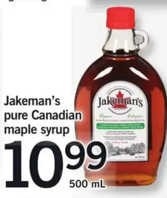 Fortinos Jakeman's pure canadian maple syrup offer