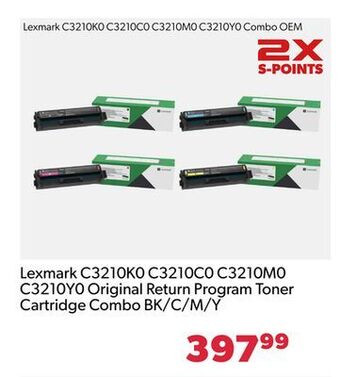 Shopper+ Lexmark c3210k0 c3210c0 c3210m0 c3210y0 original return program toner cartridge combo bk/c/m/y offer