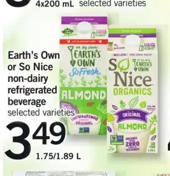 Fortinos Earth's Own or So Nice non-dairy refrigerated beverage offer