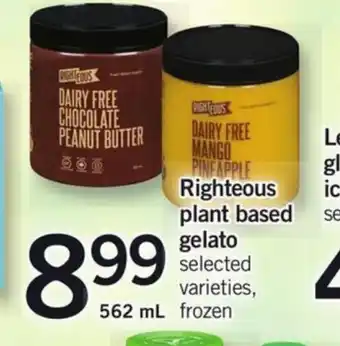 Fortinos Righteous plant based gelato offer