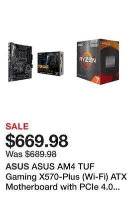 Newegg Asus am4 tuf gaming x570-plus (wi-fi) atx motherboard with pcie 4.0 dual m.2 12+2 with dr. mos power stage hdmi dp sata 6gb/s offer