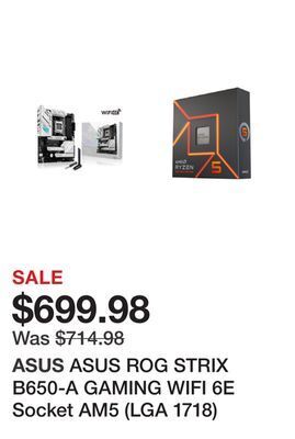 Newegg Asus rog strix b650-a gaming wifi 6e socket am5 (lga 1718) ryzen 7000 gaming motherboard(12 + 2 power stages ddr5 three m.2 s offer