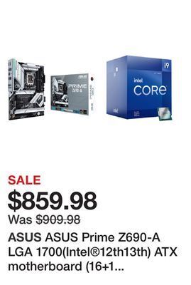 Newegg Asus prime z690-a lga 1700(intel®12th13th) atx motherboard (16+1 drmospcie 5.0ddr54x m.2 intel® 2.5 gb lanusb 3.2 gen 2 front offer