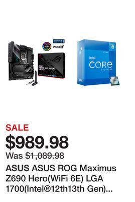 Newegg Asus rog maximus z690 hero(wifi 6e) lga 1700(intel®12th13th gen) atx gaming motherboard(pcie 5.0ddr5 20+1 90a power stages2.5 offer