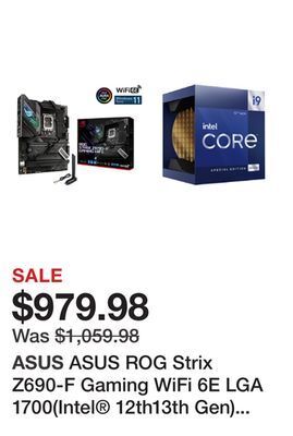 Newegg Asus rog strix z690-f gaming wifi 6e lga 1700(intel® 12th13th gen) atx gaming motherboard(pcie 5.0 ddr516+1 power stages2.5 g offer