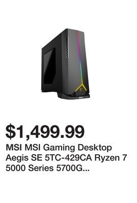Newegg Msi gaming desktop aegis se 5tc-429ca ryzen 7 5000 series 5700g (3.80ghz) 16gb ddr4 1 tb ssd nvidia geforce rtx 3060 windows offer