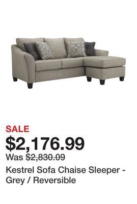 Ashley Furniture Kestrel sofa chaise sleeper - grey / reversible offer