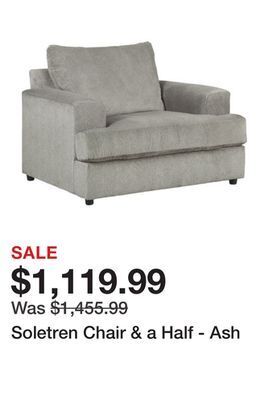Ashley Furniture Soletren chair & a half - ash offer