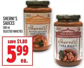 Metro Sherni's sauces offer