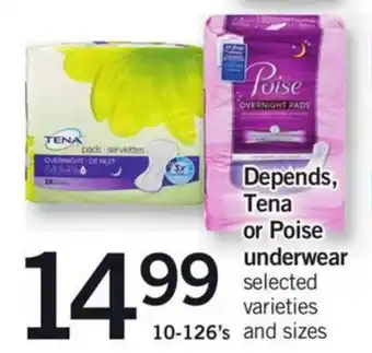 Fortinos Depends Tena or Poise underwear offer