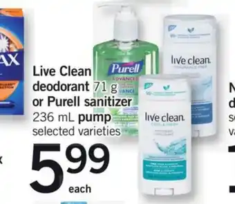 Fortinos Live Clean deodorant offer