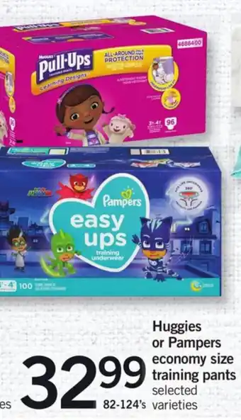 Fortinos Huggies or Pampers economy size training pants offer