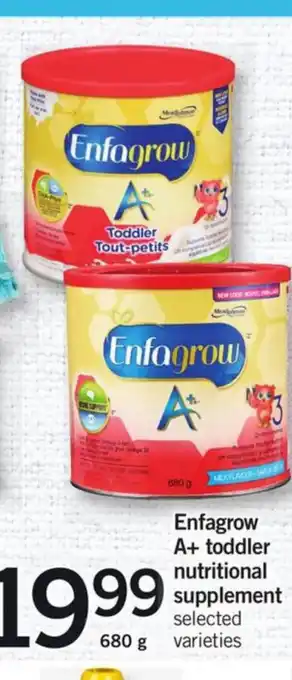 Fortinos Enfagrow A+ toddler nutritional offer