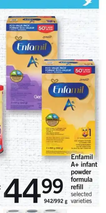 Fortinos Enfamil A+ infant powder formula refill offer